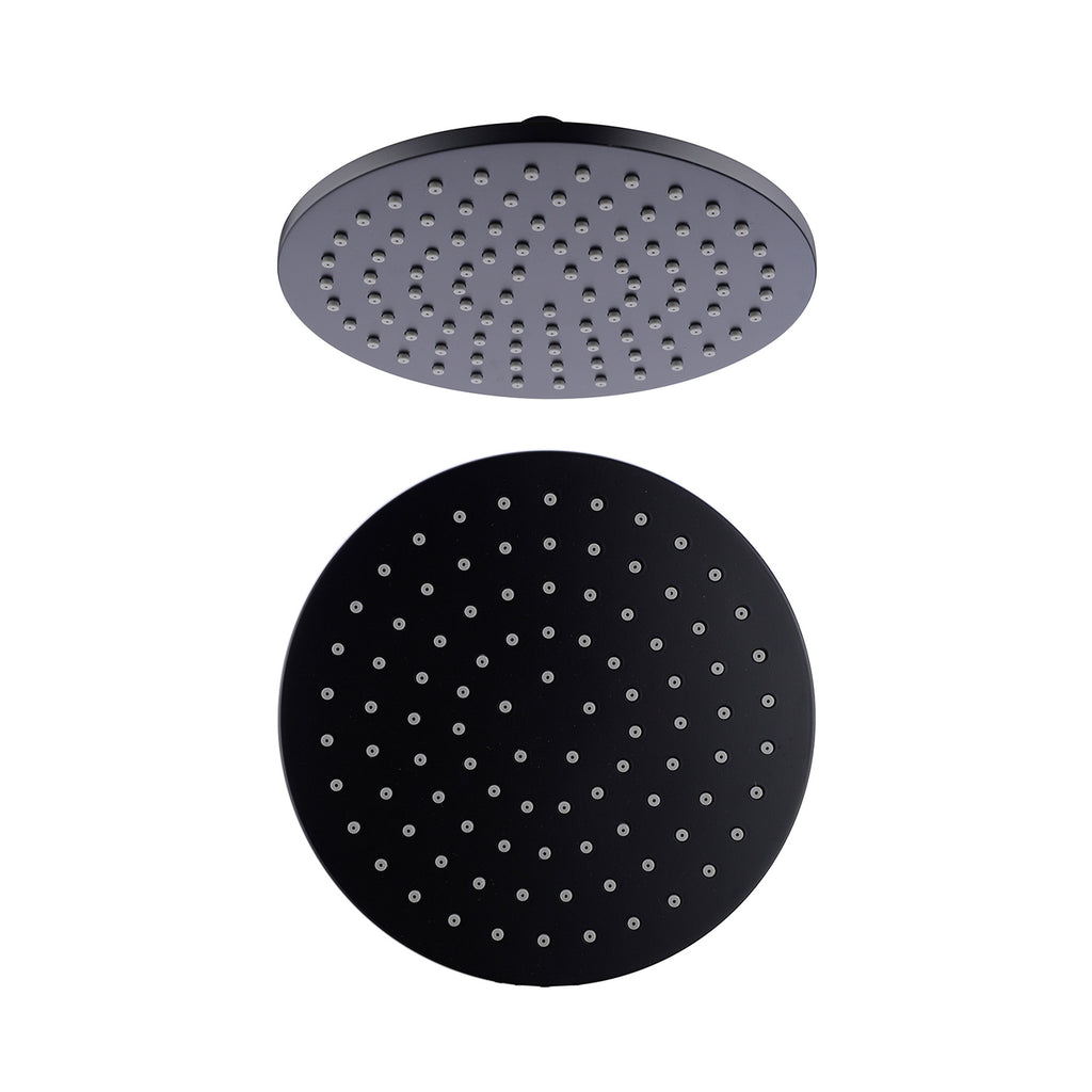 Nero Round Brass Shower Head 250mm - Matte Black - Wellsons