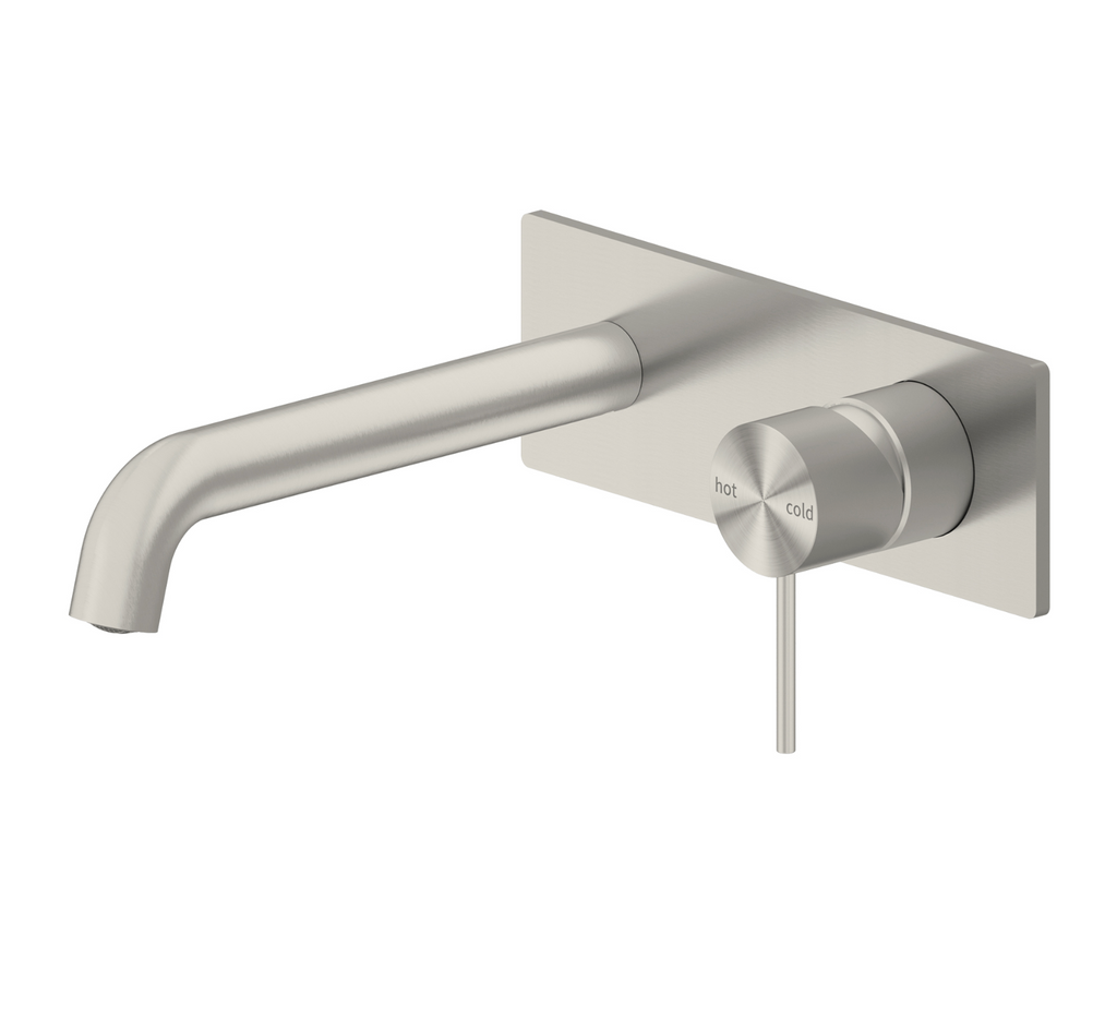 Nero Mecca Wall Mixer Set Basin / Bath - Brushed Nickel