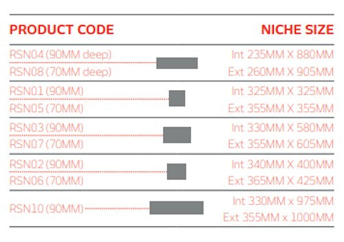Radiant Thermaniche Wall & Shower Niches 355 x 355 x 70mm
