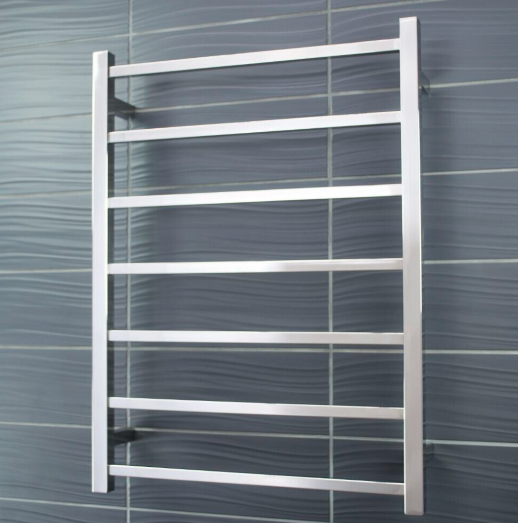 Radiant Heating Square Bars 240V Heated Towel Rails Polished 600 x 800