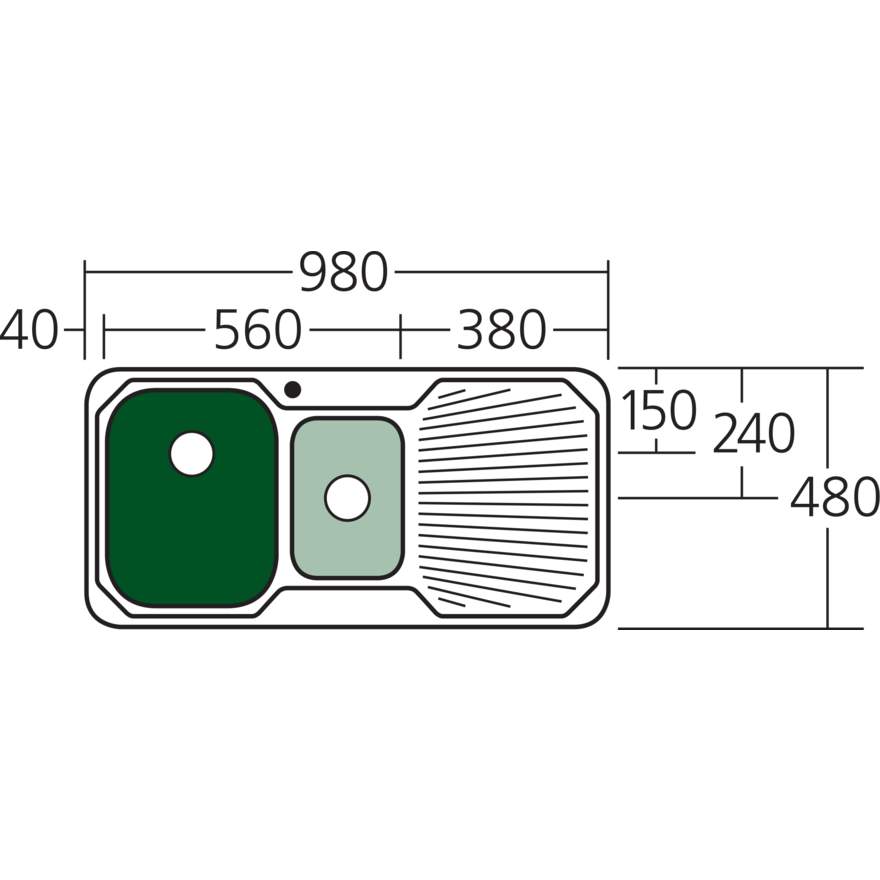 Oliveri Petite 1 & 1/2 Bowl Sink With Drainer