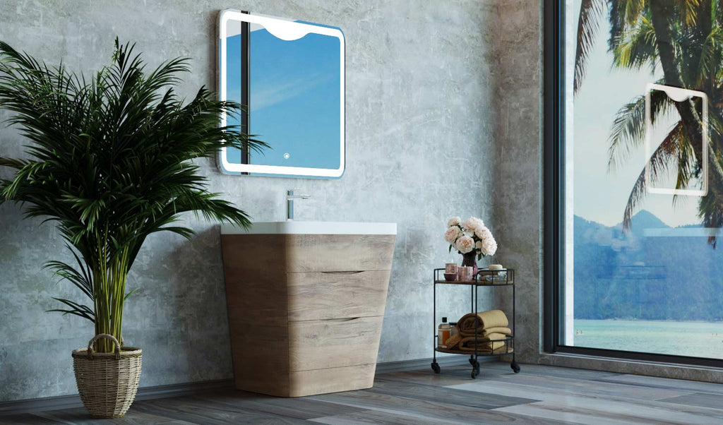 Belbagno Piramid Floor Vanity 800mm - White Oak - Wellsons