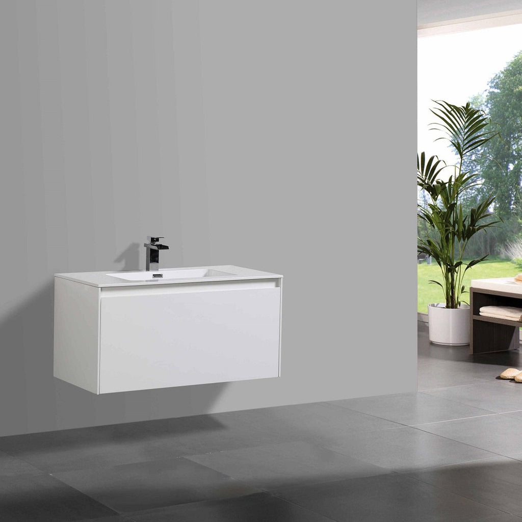 Belbagno Prado Wall Hung Vanity 1200mm - Gloss White