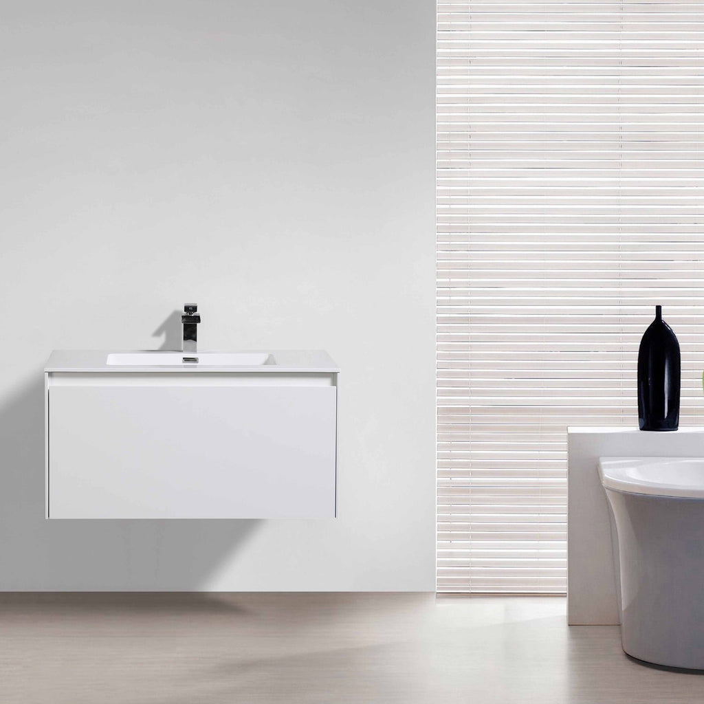 Belbagno Prado Wall Hung Vanity 750mm - Gloss White - Wellsons