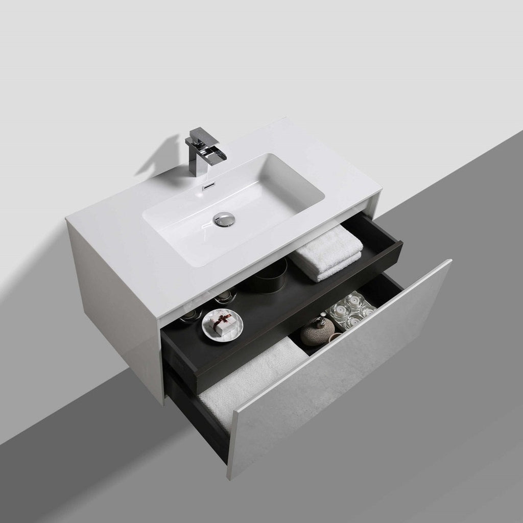 Belbagno Prado Wall Hung Vanity 750mm - Gloss White - Wellsons