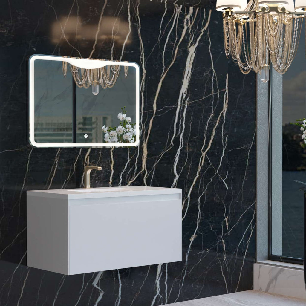 Belbagno Prado Wall Hung Vanity 900mm - Gloss White