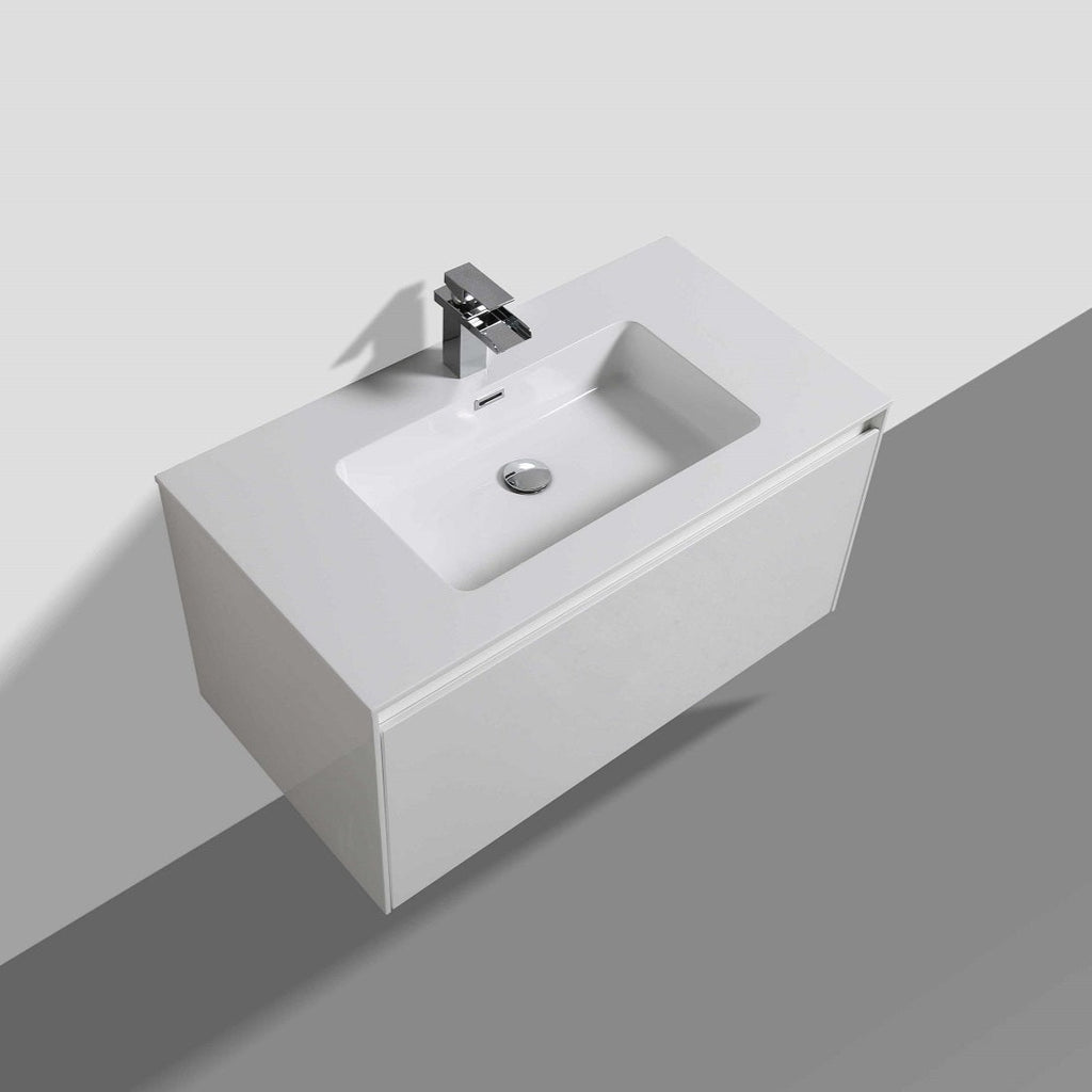 Belbagno Prado Wall Hung Vanity 900mm - Gloss White