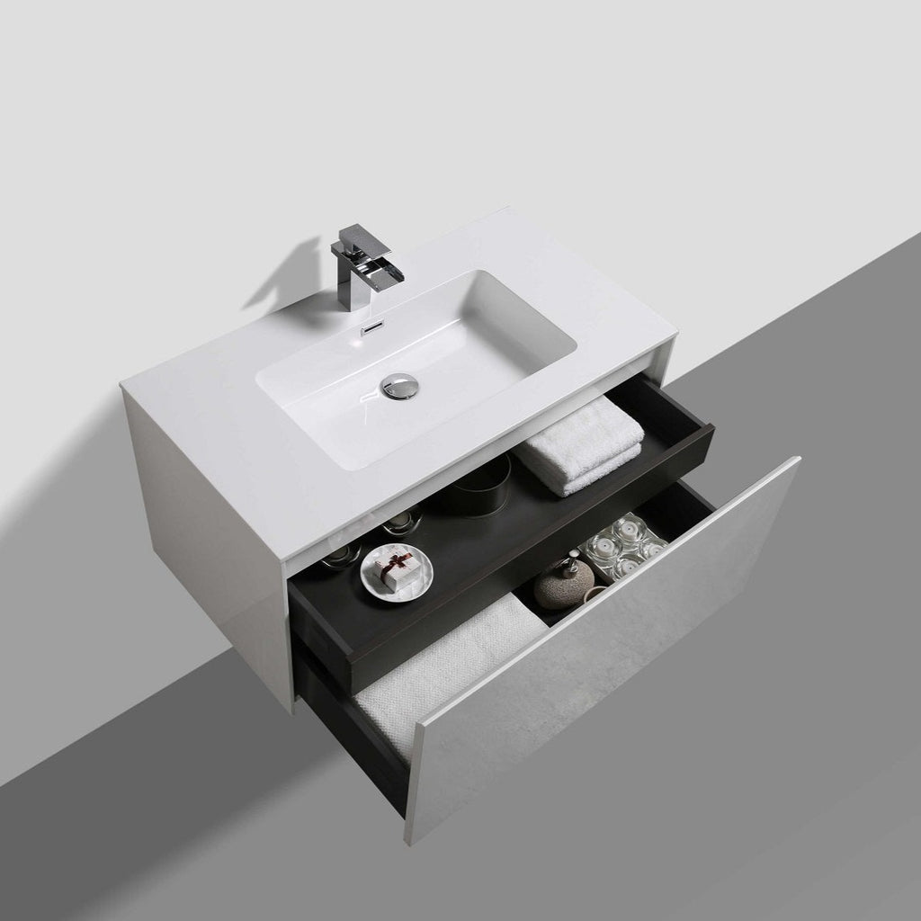 Belbagno Prado Wall Hung Vanity 900mm - Gloss White