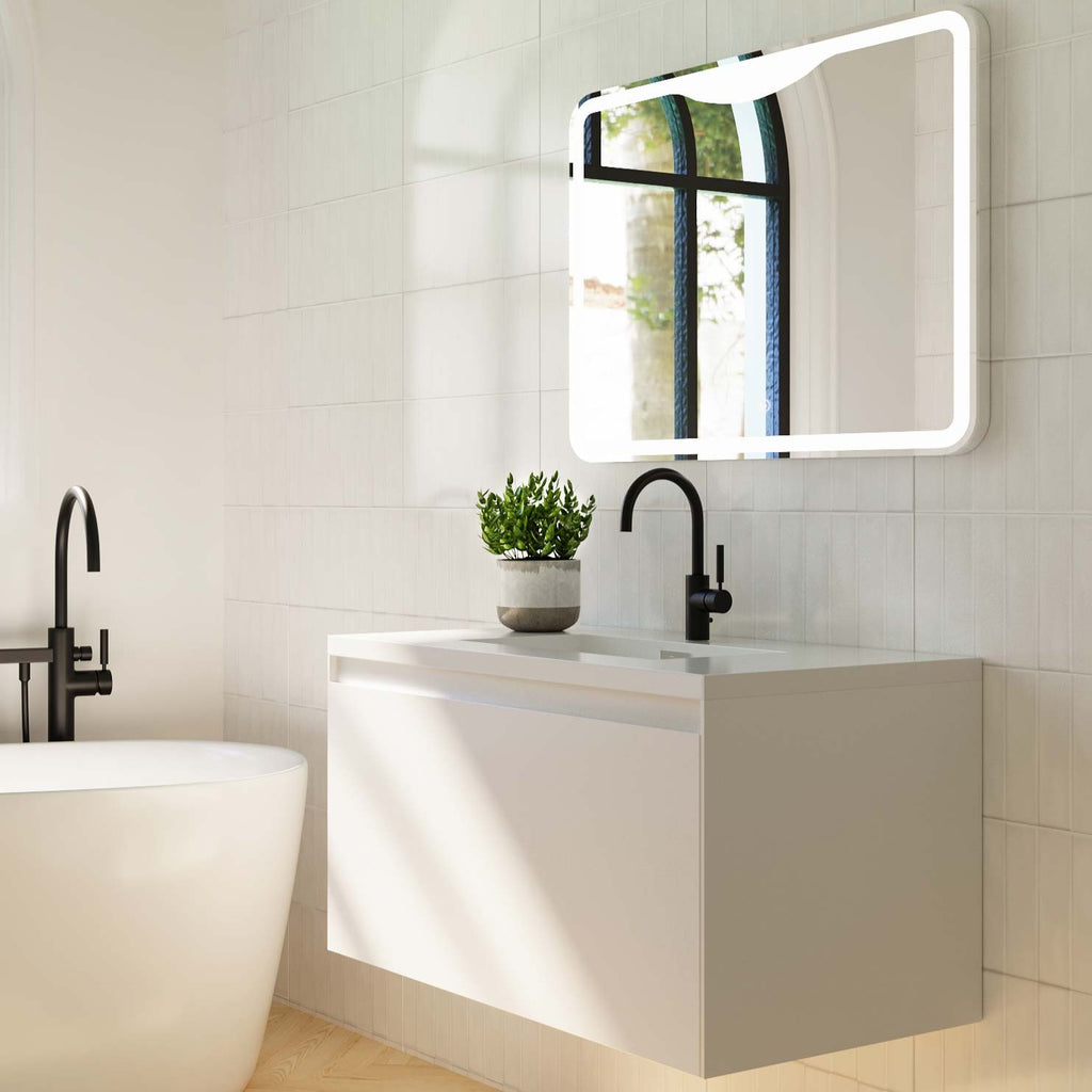 Belbagno Prado Wall Hung Vanity 900mm - Gloss White