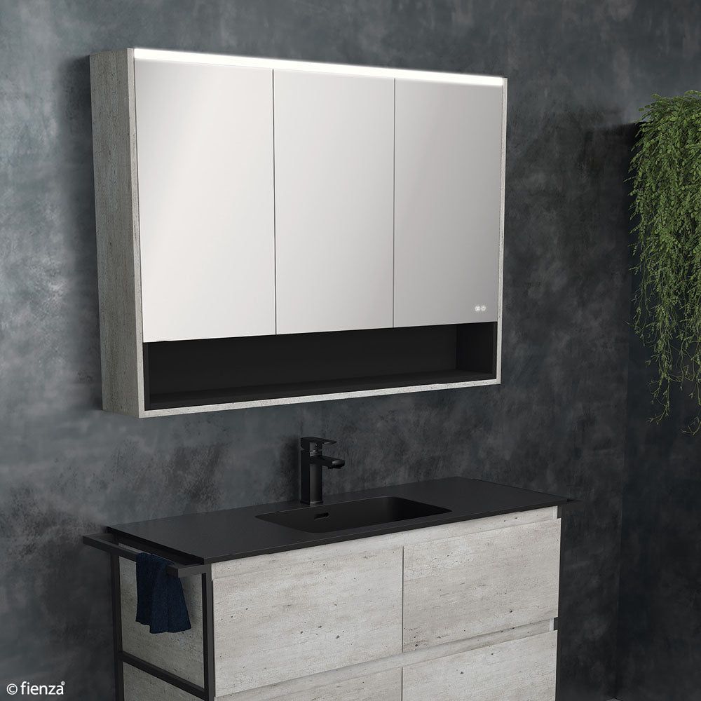 Fienza LED Mirror Cabinet with Display Shelf 750mm - 1200mm - Gloss White