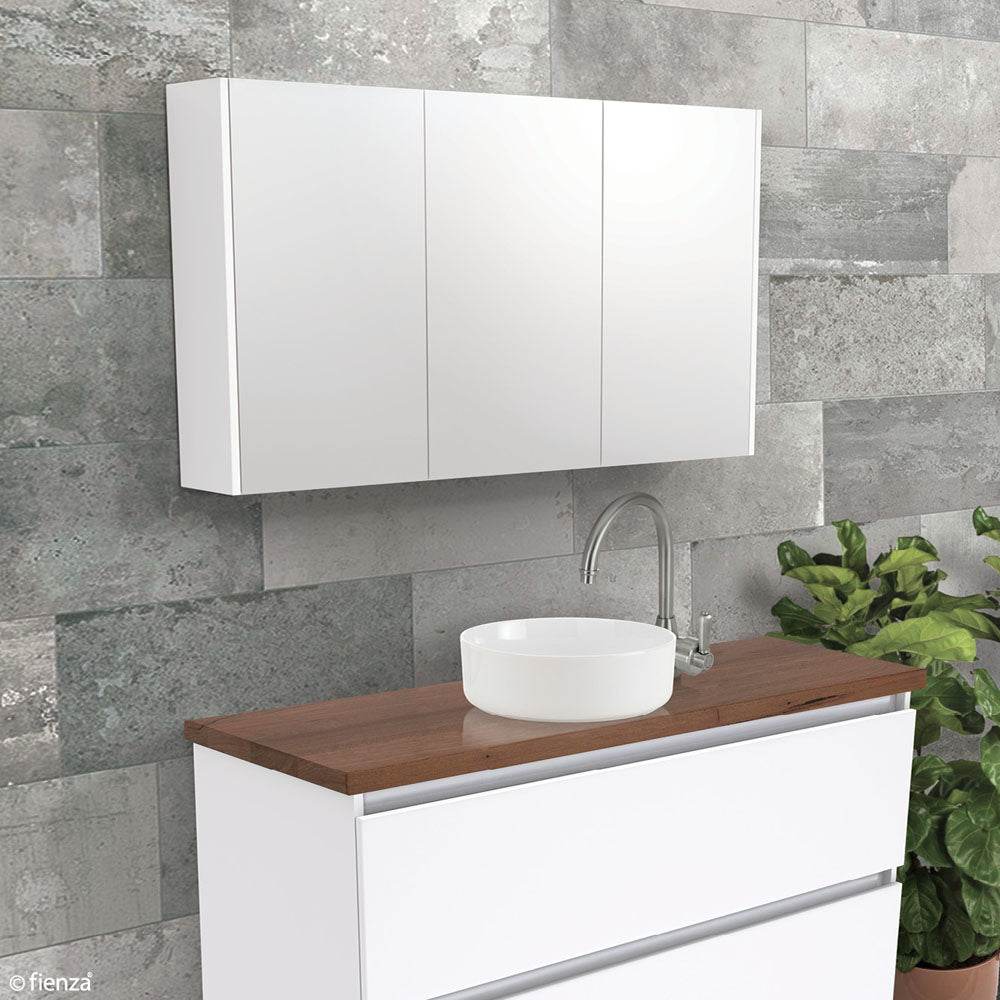Fienza Mirror Cabinet with Gloss White Side Panels 600mm - 1500mm