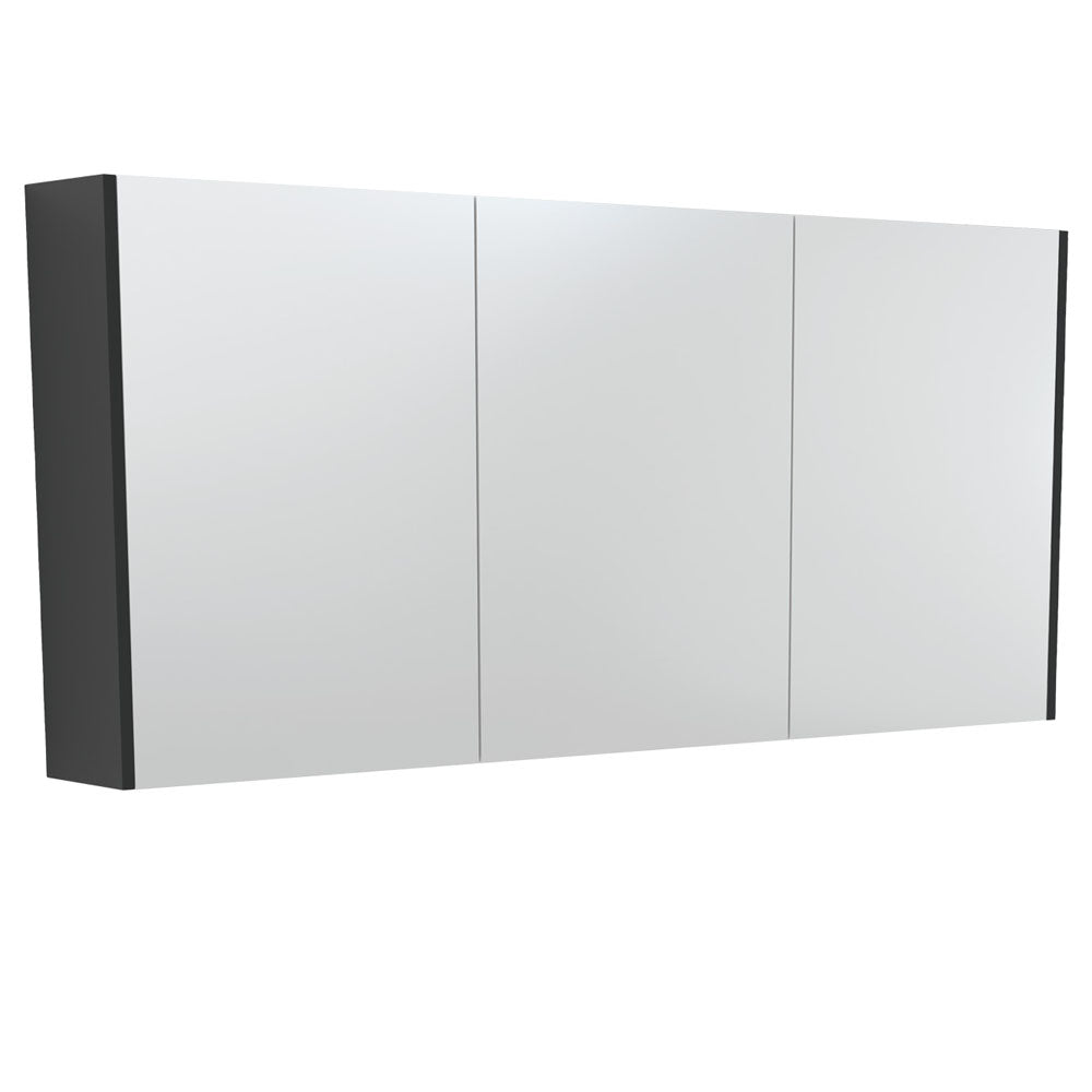 Fienza Mirror Cabinet with Black Satin Side Panels 600mm - 1500mm - Satin Black