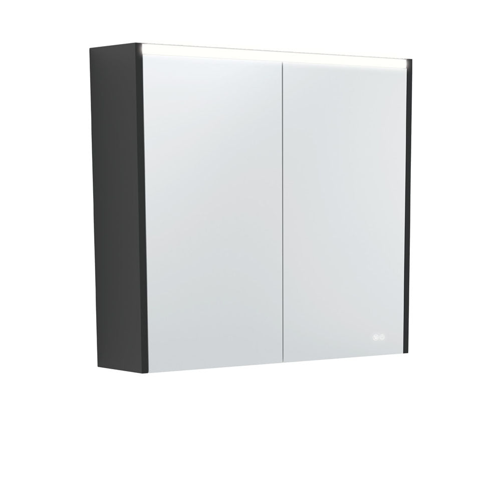 Fienza LED Mirror Cabinet with Side Panels 750mm - 1200mm - Black Satin
