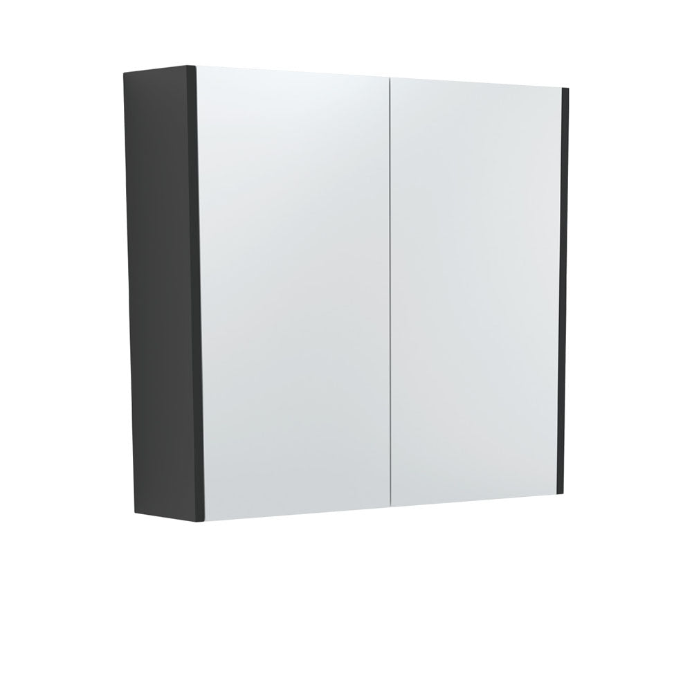 Fienza Mirror Cabinet with Black Satin Side Panels 600mm - 1500mm - Satin Black