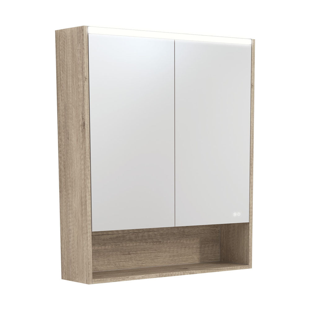 Fienza LED Mirror Cabinet with Display Shelf 750mm - 1200mm - Scandi Oak