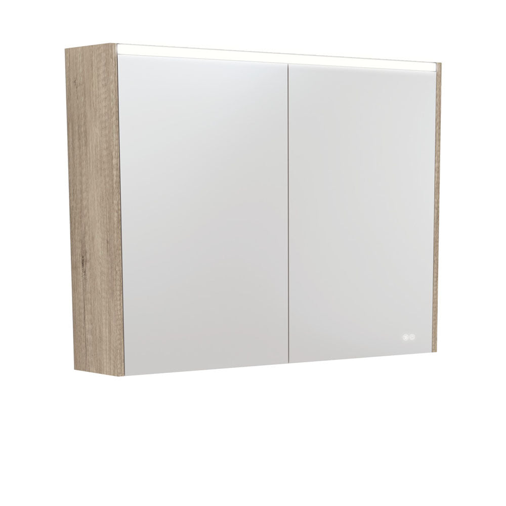 Fienza LED Mirror Cabinet with Side Panels 750mm - 1200mm - Scandi Oak