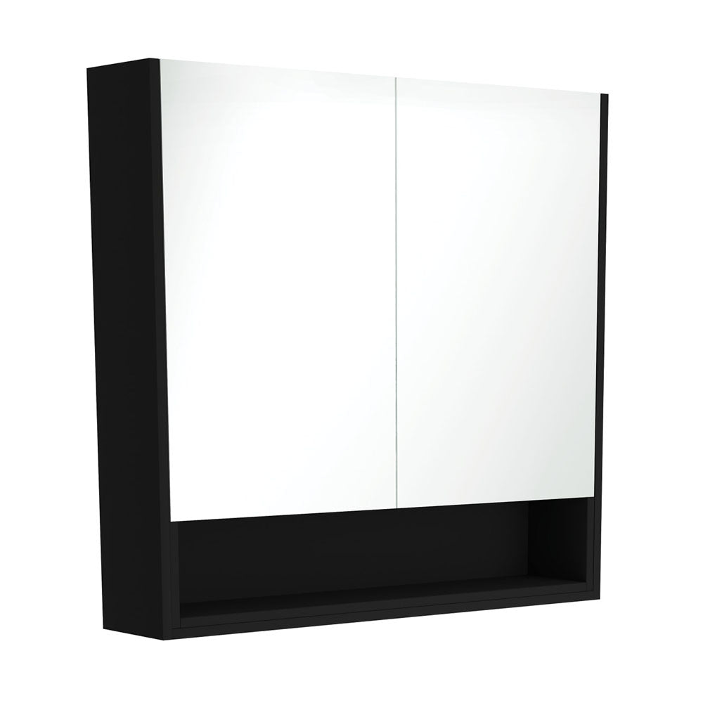 Fienza Mirror Cabinet with Display Shelf 750mm - 1200mm - Satin Black