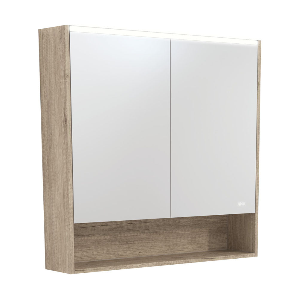 Fienza LED Mirror Cabinet with Display Shelf 750mm - 1200mm - Scandi Oak