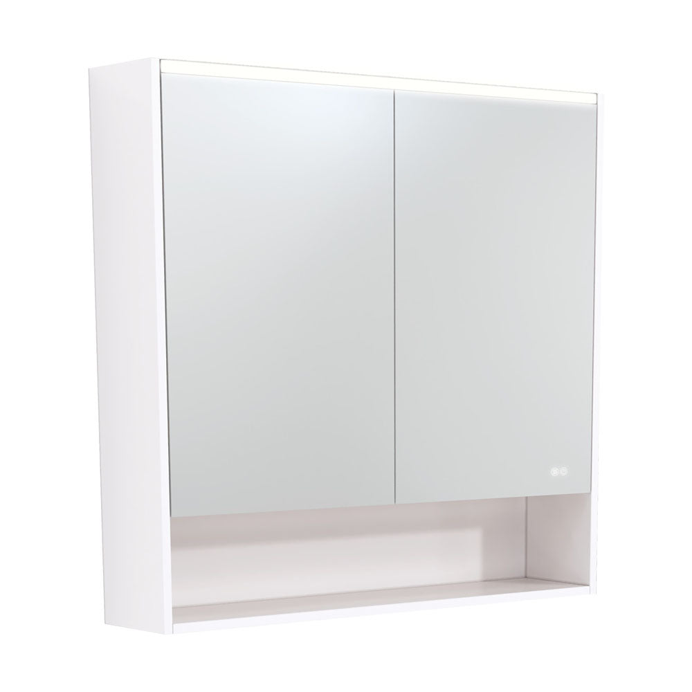 Fienza LED Mirror Cabinet with Display Shelf 750mm - 1200mm - Gloss White