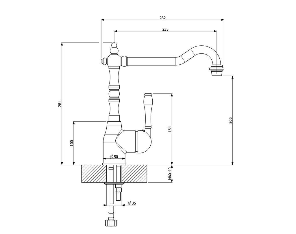 Armando Vicario Palais Kitchen Mixer - Brushed Brass
