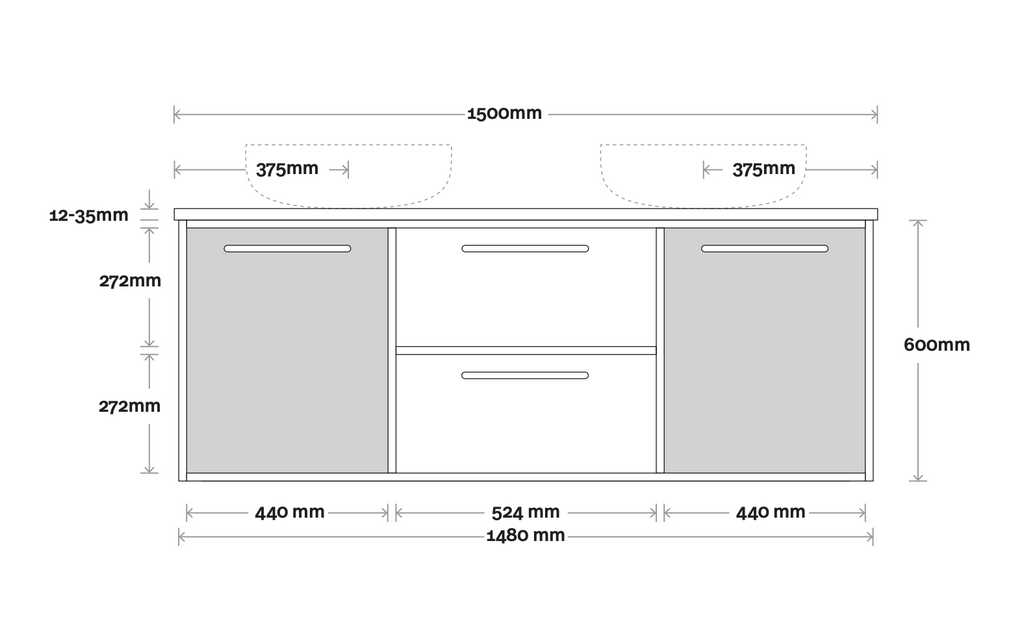 Marquis Palm Wall Hung Vanity - Wellsons