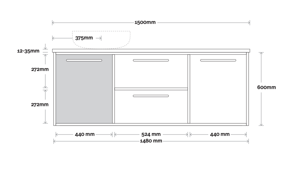 Marquis Palm Wall Hung Vanity - Wellsons