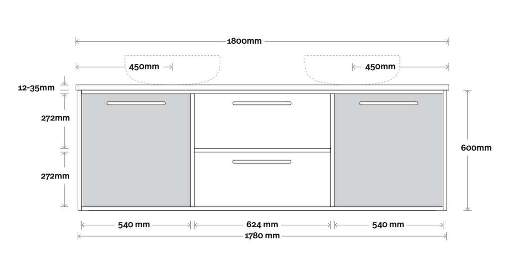 Marquis Palm Wall Hung Vanity - Wellsons