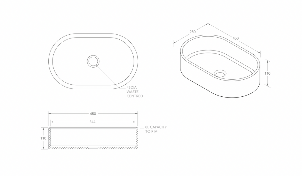 ADP Patty Above Counter Basin - Matte White