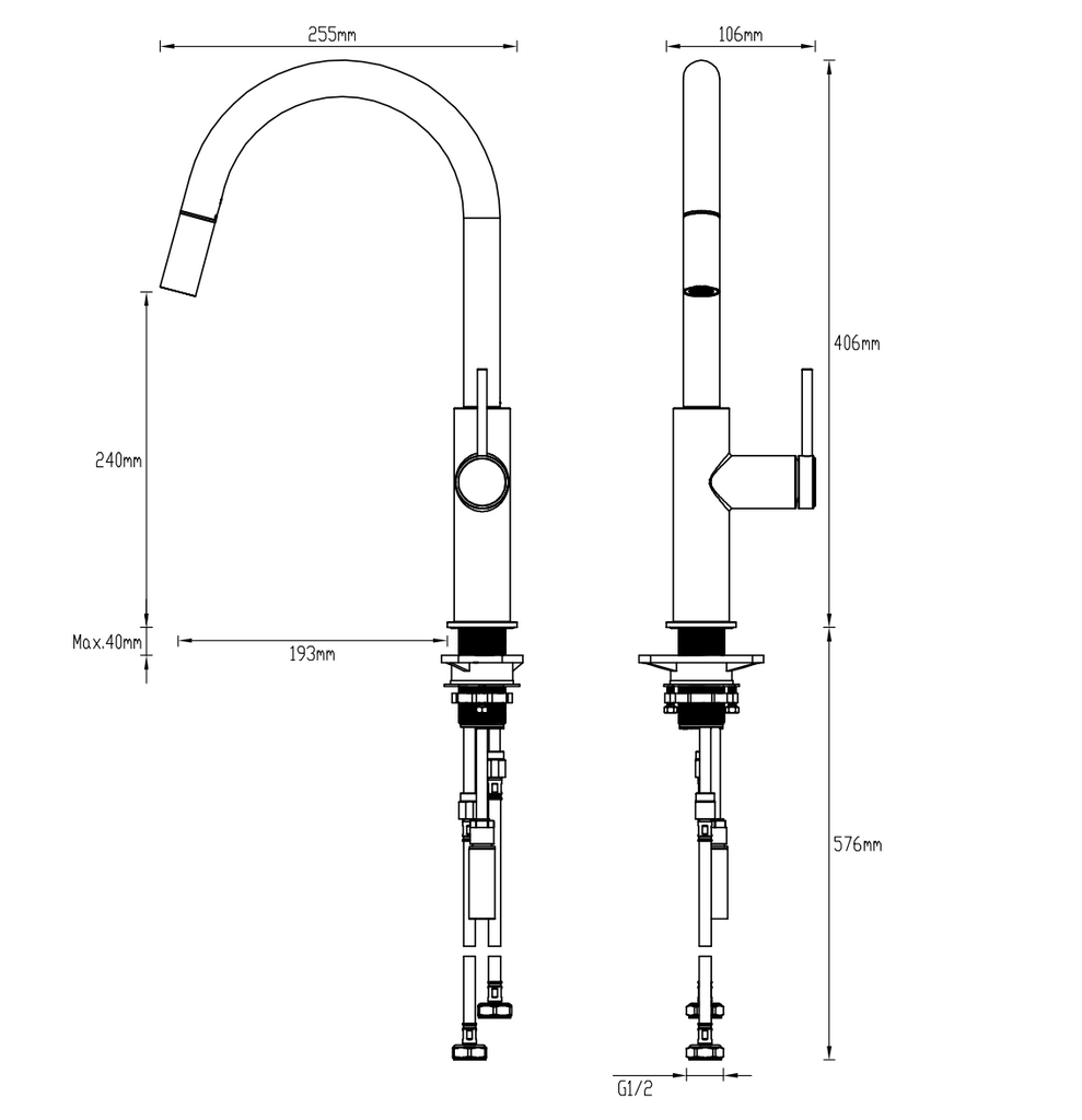 Gareth Ashton Poco Pull Out Kitchen Mixer - Chrome