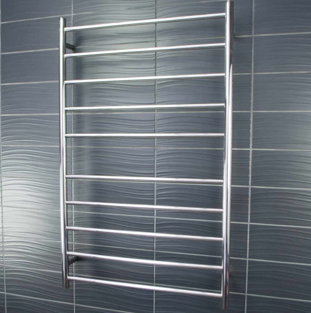 Radiant Heating Round Bars 240V Heated Towel Rails Polished 750 x 1200