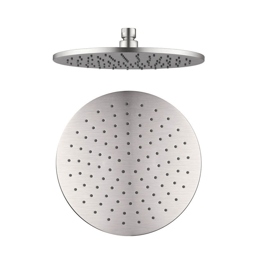 Nero Round Brass Shower Head 250mm - Brushed Nickel - Wellsons