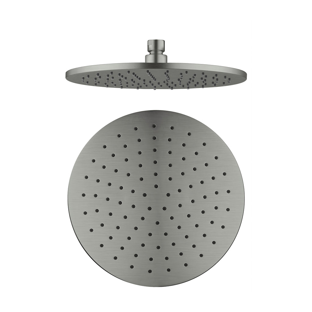 Nero Round Brass Shower Head 250mm - Gunmetal Grey - Wellsons