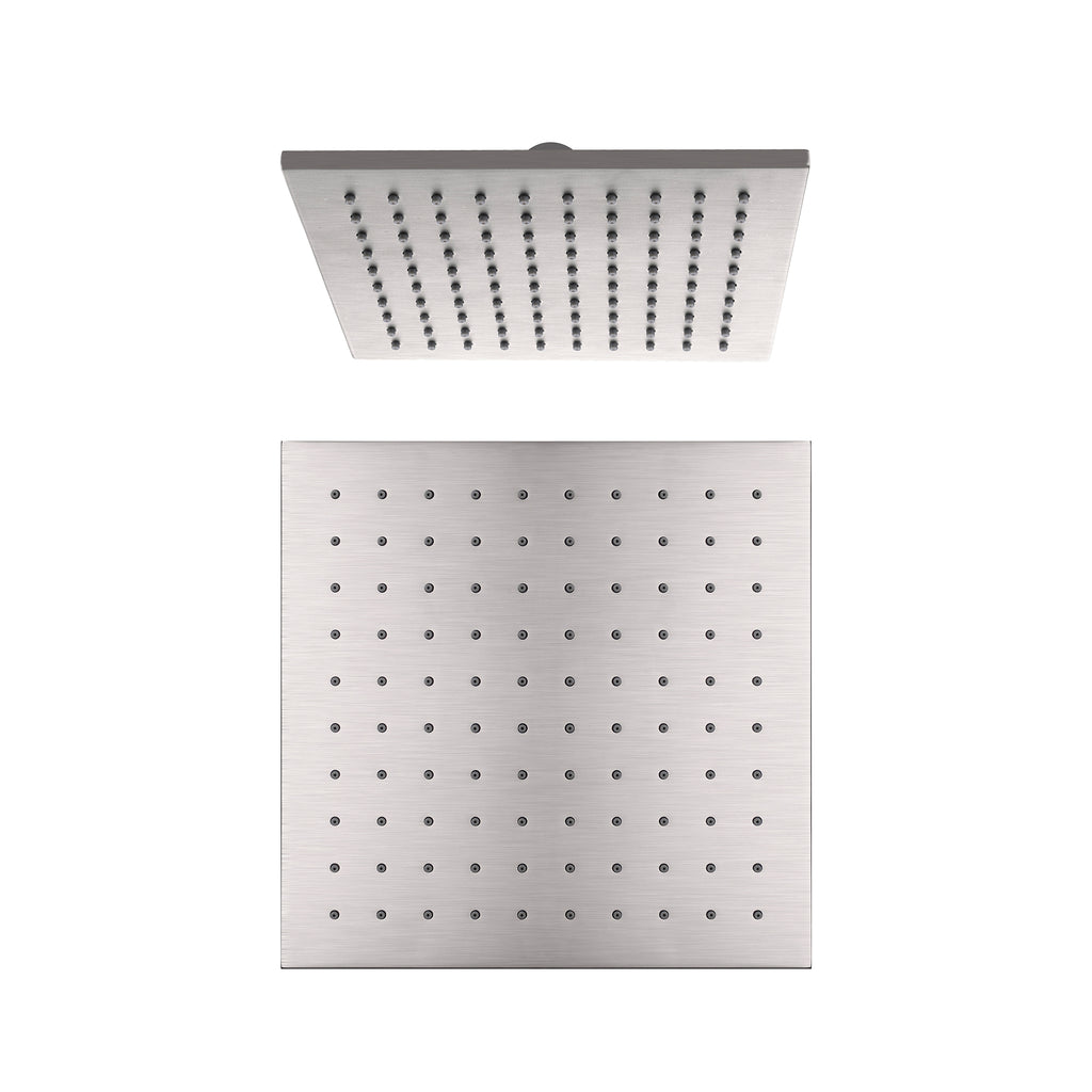 Nero 250mm Square Brass Shower Head - Brushed Nickel - Wellsons