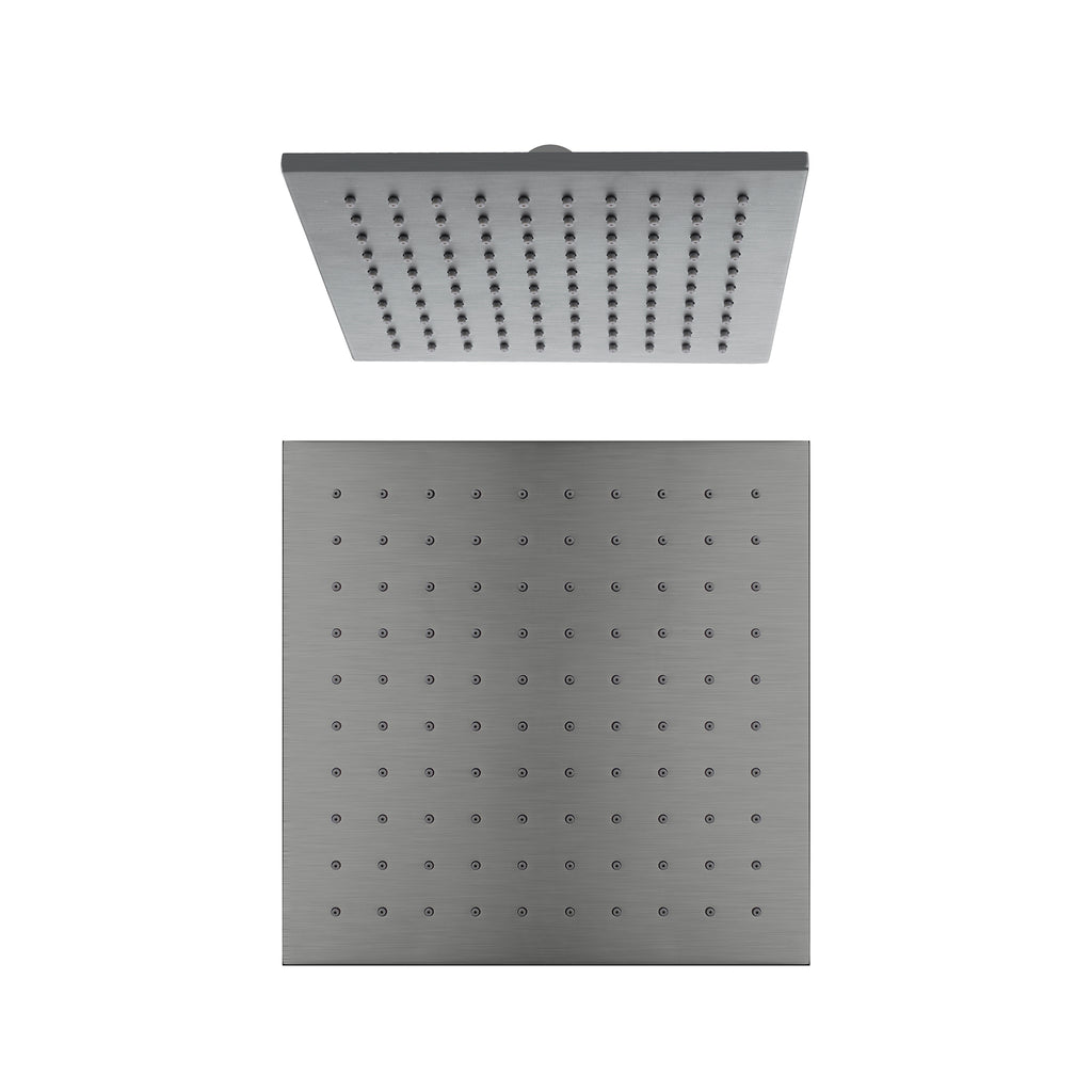 Nero 250mm Square Brass Shower Head - Gunmetal Grey - Wellsons