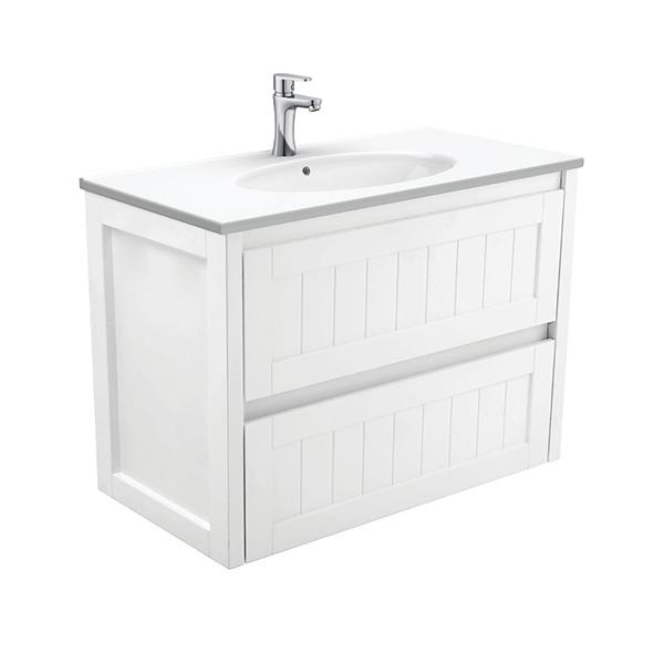 Fienza Rotondo Hampton Wall Hung Vanity 750mm - 1200mm - Satin White - Wellsons