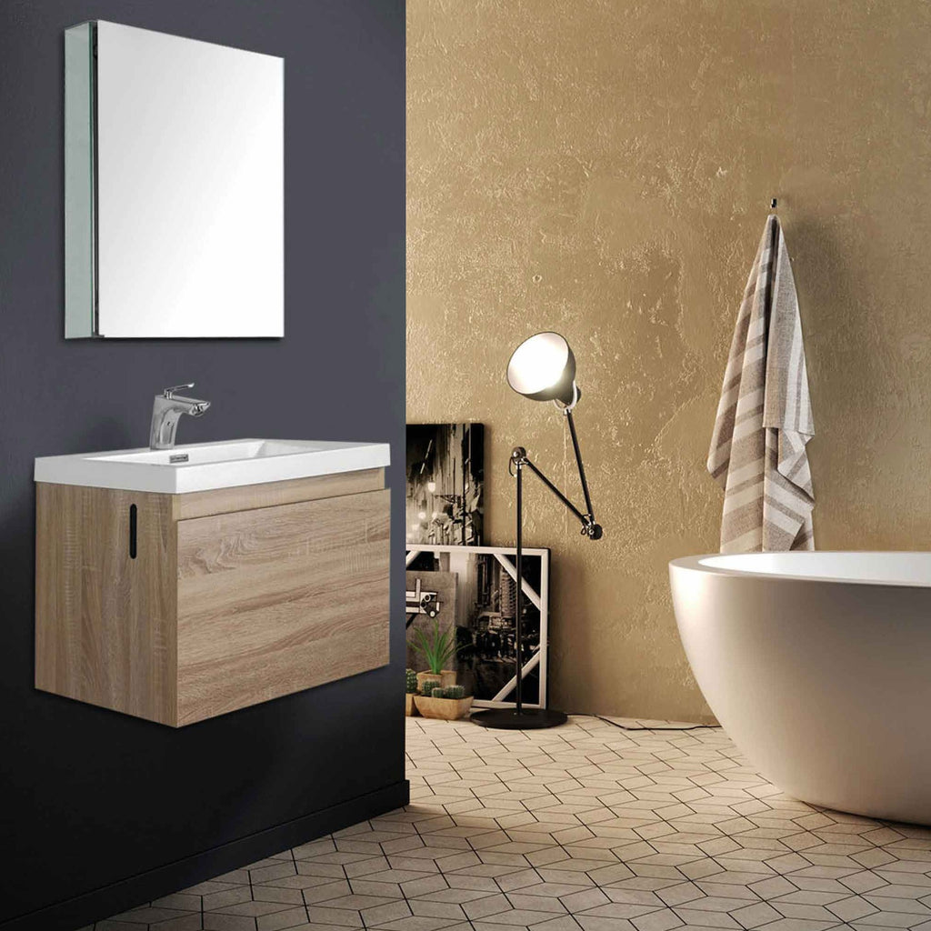 Belbagno Manhattan Wall Hung Vanity 600mm - White Oak - Wellsons