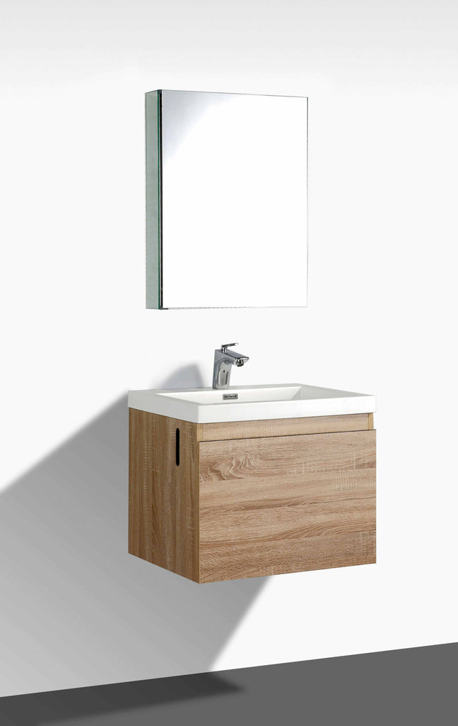 Belbagno Manhattan Wall Hung Vanity 600mm - White Oak - Wellsons