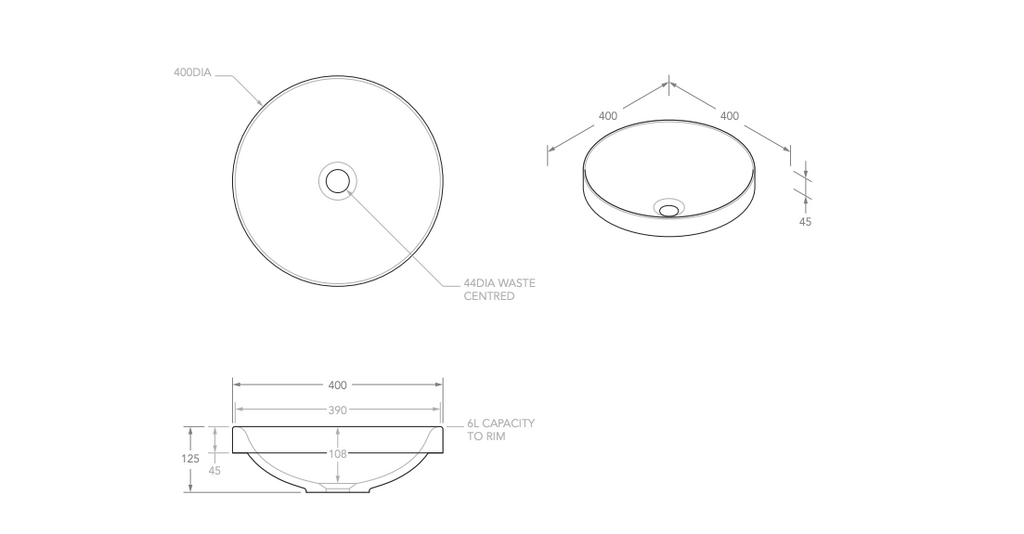 ADP Respect Semi Inset Solid Surface Basin - Gloss White - Wellsons
