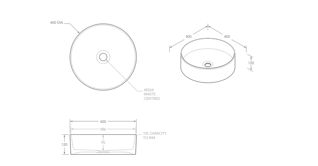 ADP Robbie Above Counter Basin - Gloss White - Wellsons