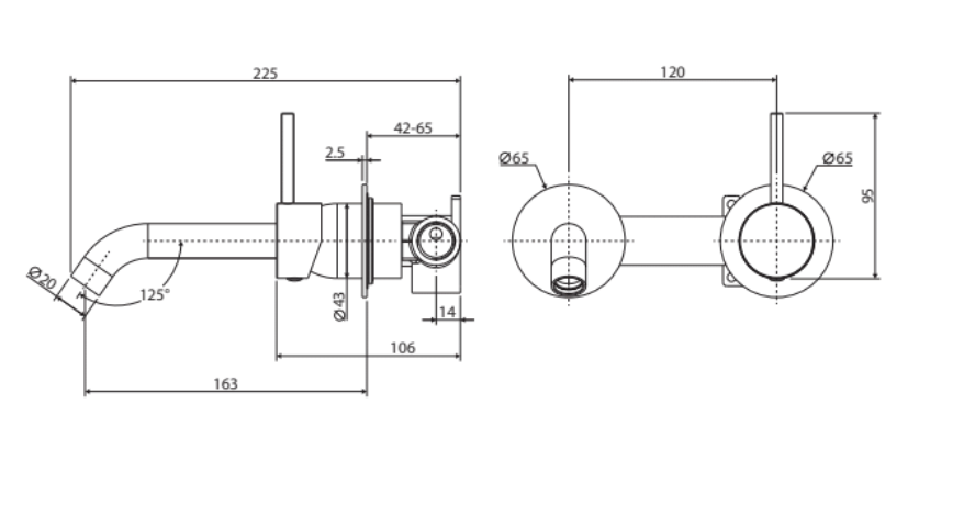 Fienza Kaya Round Plate Up Wall Basin / Bath Mixer Set - Brushed Nickel