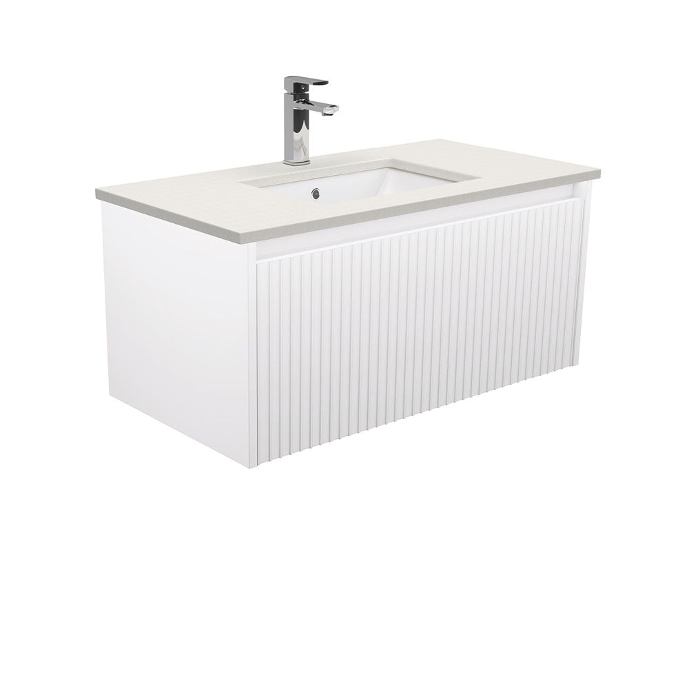 Fienza Alina Sarah Crystal Pure Undermount Wall hung Vanity - Satin White