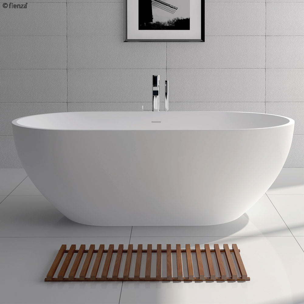 Fienza Nero Freestanding Stone Bath 1550mm - Matte White
