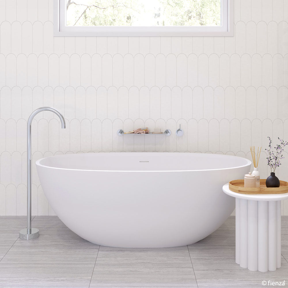 Fienza Sasso Freestanding Stone Bath 1500mm - Matte White