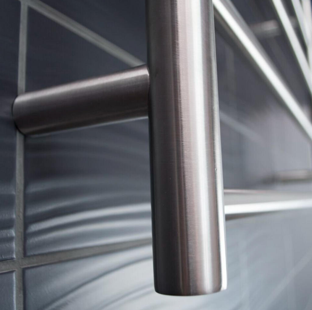 Radiant Heating Round Bars 240V Heated Towel Rail Brushed Satin 600 x 800