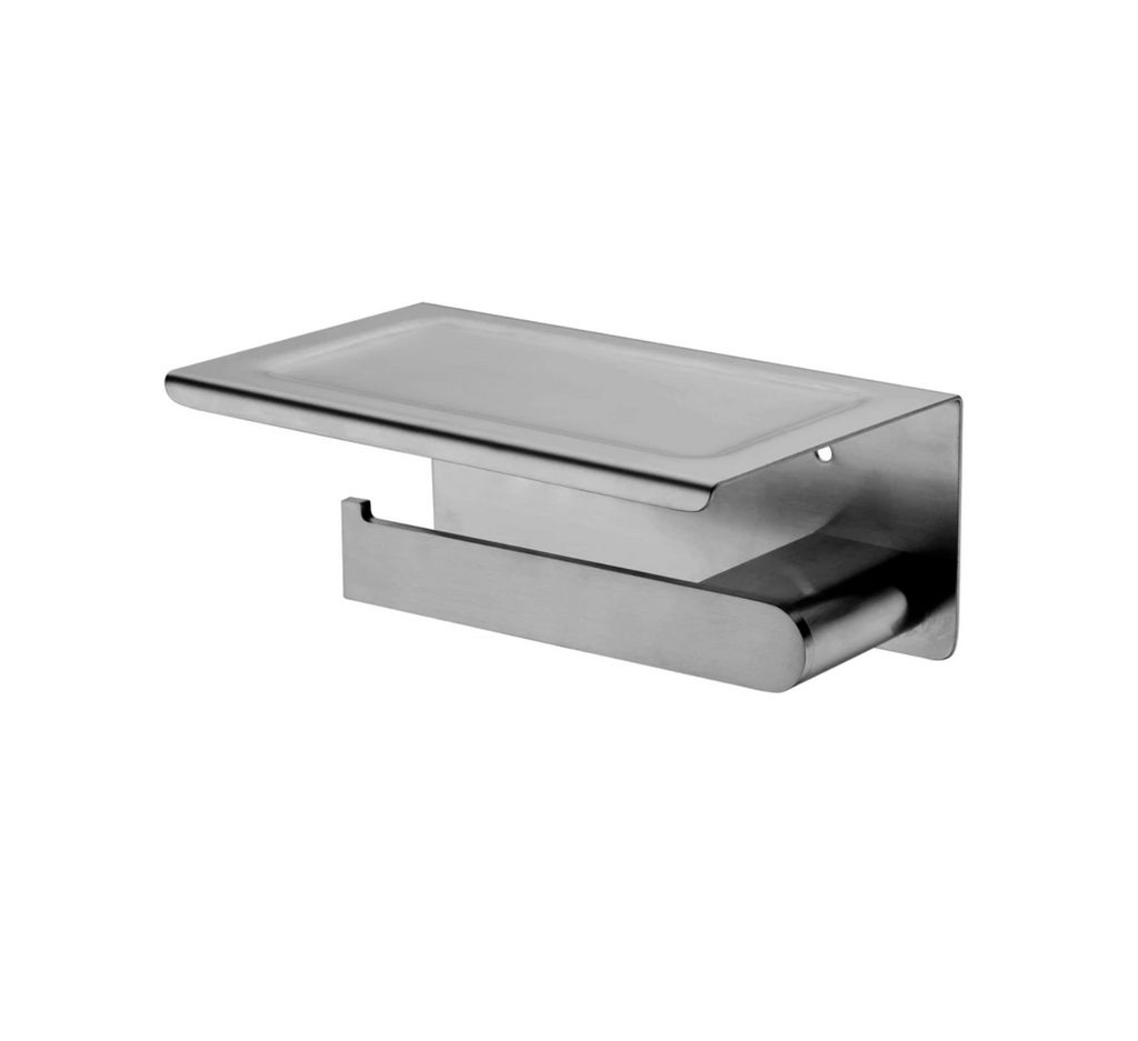 Nero Bianca Toilet Roll Holder with Shelf - Gunmetal Grey