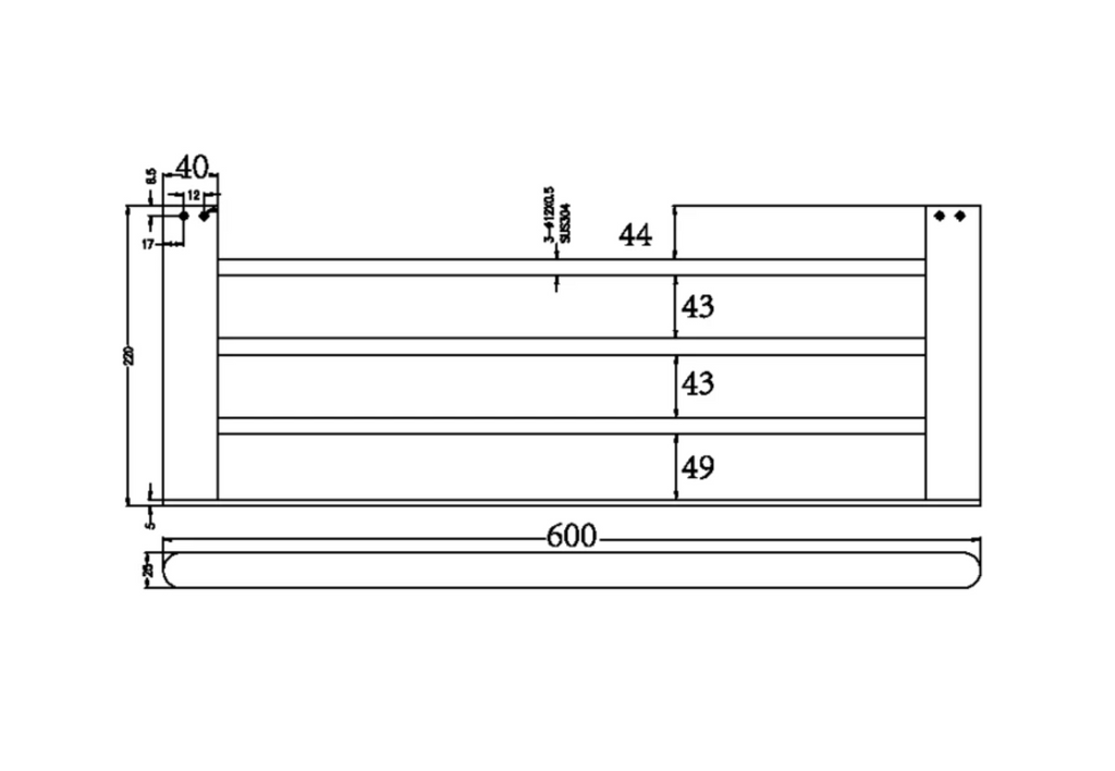 Nero Bianca Towel Rack - Brushed Nickel - Wellsons