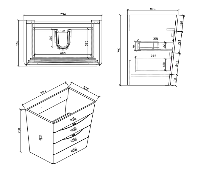 Belbagno Piramid Floor Vanity 800mm - White Oak - Wellsons