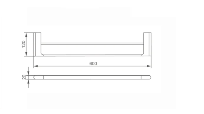 Nero Ecco Double Towel Rail 600mm - Chrome - Wellsons