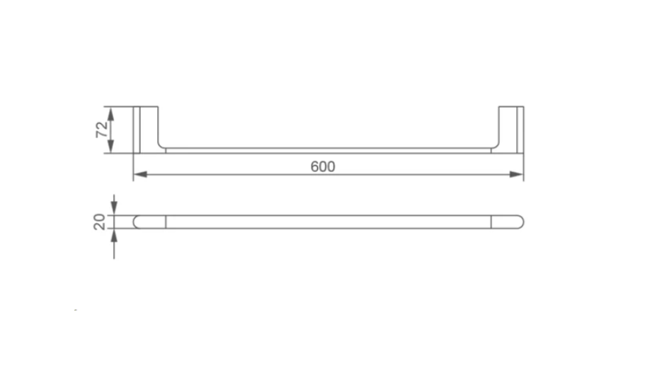 Nero Ecco Single Towel Rail 600mm - Chrome - Wellsons