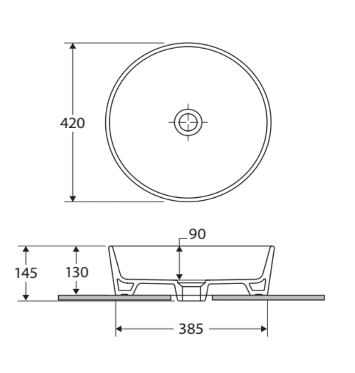 Fienza Rak Moon Round Above Counter Basin - Gloss White